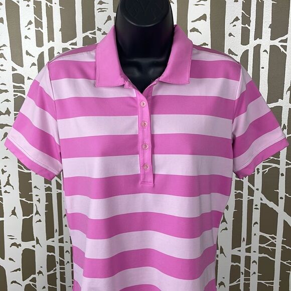 Nike Golf Tour Performance Dri-Fit Golf Shirt - Pink Stripes - Barbiecore - Picture 7 of 8